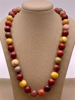 Бусы р.45 д.10,5 Яшма Мукаит Африка арт 090729-45-2 Вес 70 г - фото 601478
