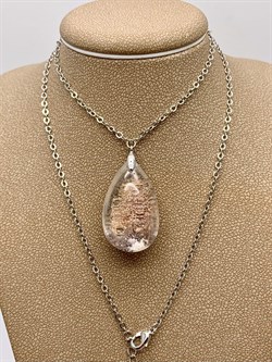 Кулон на цепочке р.50 д.20*28 Фантомный Кварц Аквариум Лодолит Мадагаскар арт 103713 Вес 12 г - фото 602269