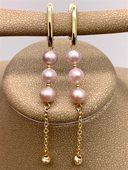 Серьги д.6 Розовый Жемчуг арт 102644-2 Вес 4,90 г - фото 609582