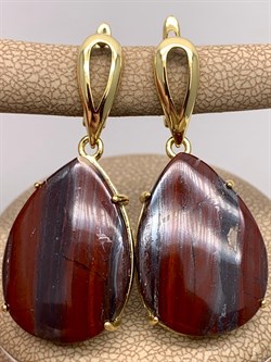 Серьги д.18-24 Тигровый и Бычий глаз Африка арт 105633 Вес 11,30 г - фото 611256