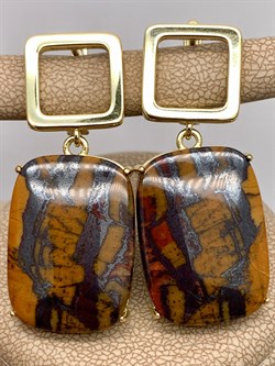 Серьги д.18-25 Тигровый и Бычий глаз арт 104809 Вес 16,06 г - фото 611396