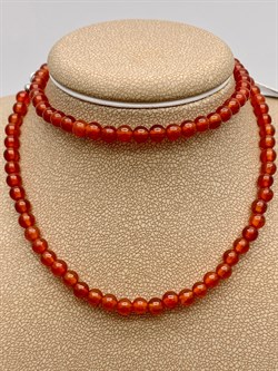 Бусы р.40 д.4мм Сердолик 084461 арт 10,57 гр Африка - фото 613986