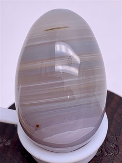 Яйцо Агат 104665-1 (18,03 гр, Агат, Бразилия, Гладкий, 20х30 мм, Серый) - фото 621178