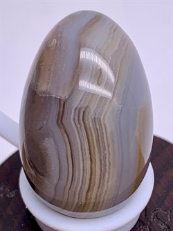 Яйцо Агат 104665-2 (17,68 гр, Агат, Бразилия, Гладкий, 20х30 мм, Серый) - фото 621183