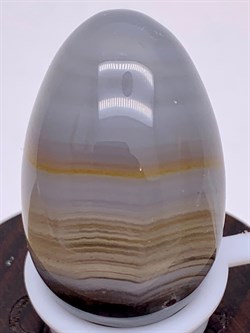 Яйцо Агат 104665-4 (17,79 гр, Агат, Бразилия, Гладкий, 20х30 мм, Серый) - фото 621195