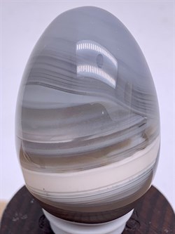 Яйцо Агат 104692-1 (56,71 гр, Агат, Бразилия, Гладкий, 30х45 мм, Серый) - фото 621581