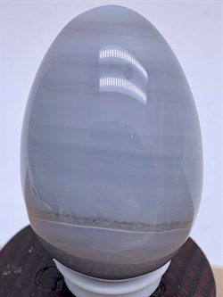 Яйцо Агат 104692-2 (53,91 гр, Агат, Бразилия, Гладкий, 30х45 мм, Серый) - фото 621587