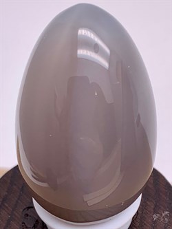 Яйцо Агат 104701-4 (35,02 гр, Агат, Бразилия, Гладкий, 25х40 мм, Серый) - фото 623243