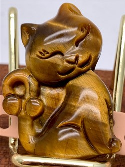 Фигурка резная Кошка Тигровый глаз 109071-1 (17,42 гр, Тигровый глаз, Африка, Гладкий/Граненый, 25х30 мм) - фото 625461