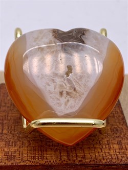Сердце Агат 095667-1 (30 гр, Агат, Бразилия, Гладкий, 40х40 мм, Миксовый) вес 33,42 гр - фото 628137