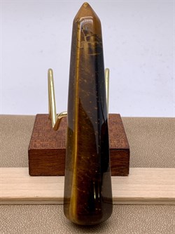 Массажная палочка из Тигрового глаза 073577-1 (Тигровый глаз, Африка, Гладкий/Граненый, 20х100 мм, Золотой) вес 54,87 гр - фото 628221