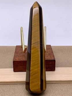 Массажная палочка из Тигрового глаза 073577-2 (Тигровый глаз, Африка, Гладкий/Граненый, 20х100 мм, Золотой) вес 55,79 гр - фото 628232