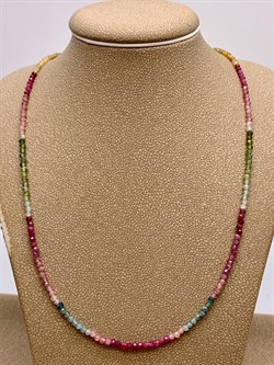 Колье из Турмалина микс 113725-1 (4,09 гр, 2 мм, 42 см +, Турмалин, Бразилия, Граненый) - фото 636956
