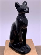 Фигурка Кошка Черный Обсидиан 106179 (130,38 гр, Обсидиан, Мексика, Гладкий/Граненый, 50х100 мм, Чёрный)