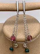 Серьги Турмалин микс 106800 (3,55 гр, 5 мм, 65 мм, Бразилия, Гладкий