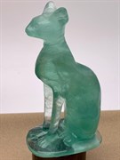 Статуэтка Кошка резная Флюорит 107728-3 (177,98 гр, Флюорит, Гладкий/Граненый, 50х100 мм, Зелёный)