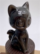 Фигурка резная Кошка серебристый Обсидиан 109070-2 (49,67 гр , Обсидиан, Мексика, Гладкий/Граненый, 30х60 мм)