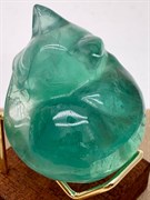 Фигурка Кошка Флюорит 109485-3 (146,72 гр, Флюорит, Бразилия, Гладкий/Граненый, 50х60 мм, Зелёный)