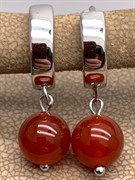 Серьги с Сердоликом 091053-2 (4,05 гр, 8 мм, Сердолик, Африка, Гладкий, Кольцевой замок)