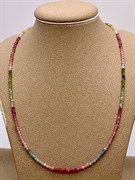 Колье из Турмалина микс 113725-2 (4,15 гр, 2 мм, 42 см +, Турмалин, Бразилия, Граненый)