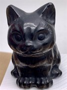 Фигурка резная из Обсидиана "Кошка" 111701 (145,62 гр, Обсидиан, Мексика, Граненый, 40х65 мм, Чёрный)
