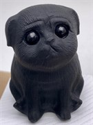Фигурка резная из Обсидиана "Собака" 111687 (136,87 гр, Обсидиан, Мексика, Необработанный, 40х60 мм, Чёрный)